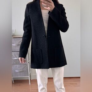 Carine Roitfeld x Uniqlo Black Bouclé Wool-Blend Coat - Size M